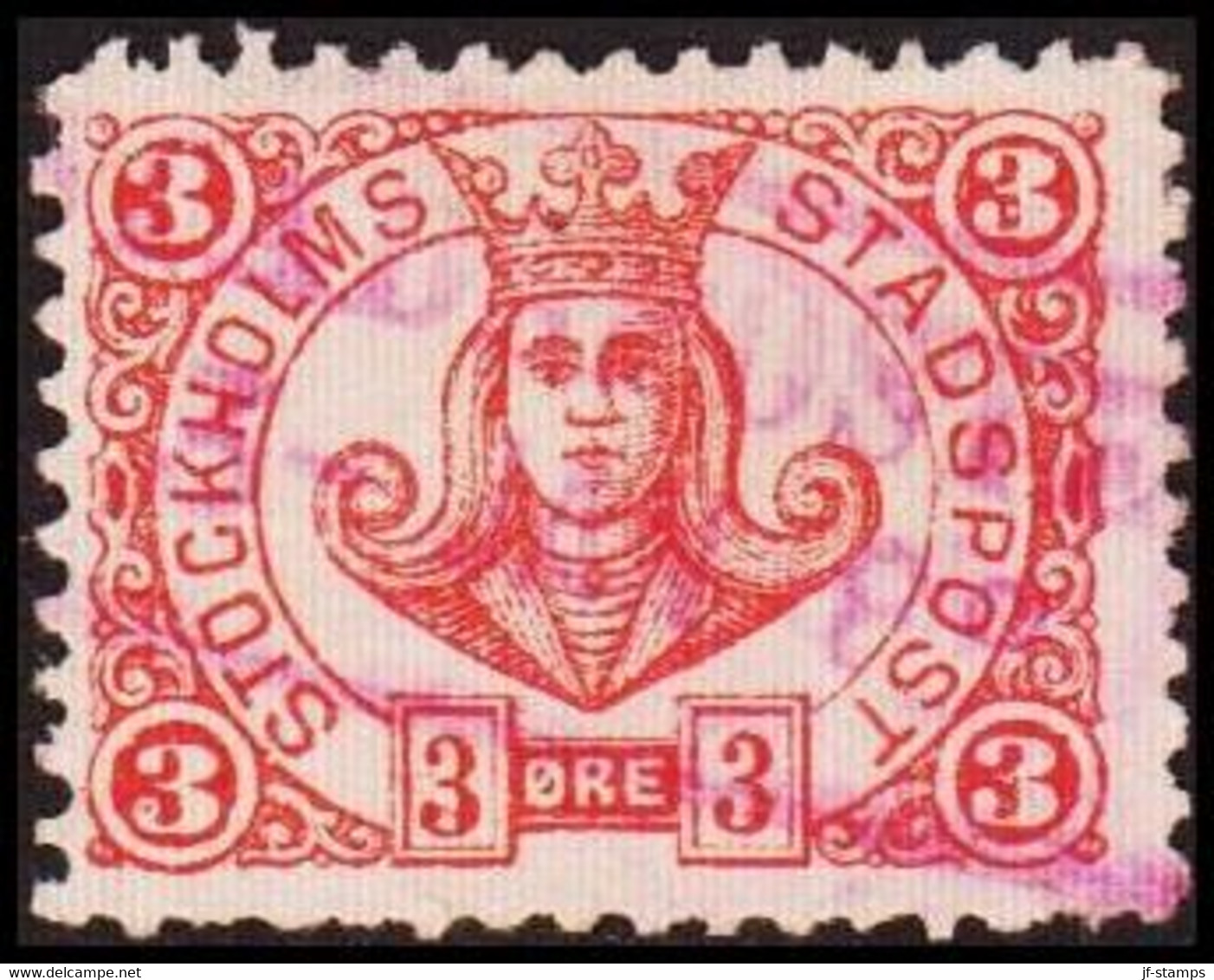 1887. SVERIGE.  STOCKHOLMS STADSPOST. 3 ØRE. Danish Ø. () - JF411647 - Local Post Stamps