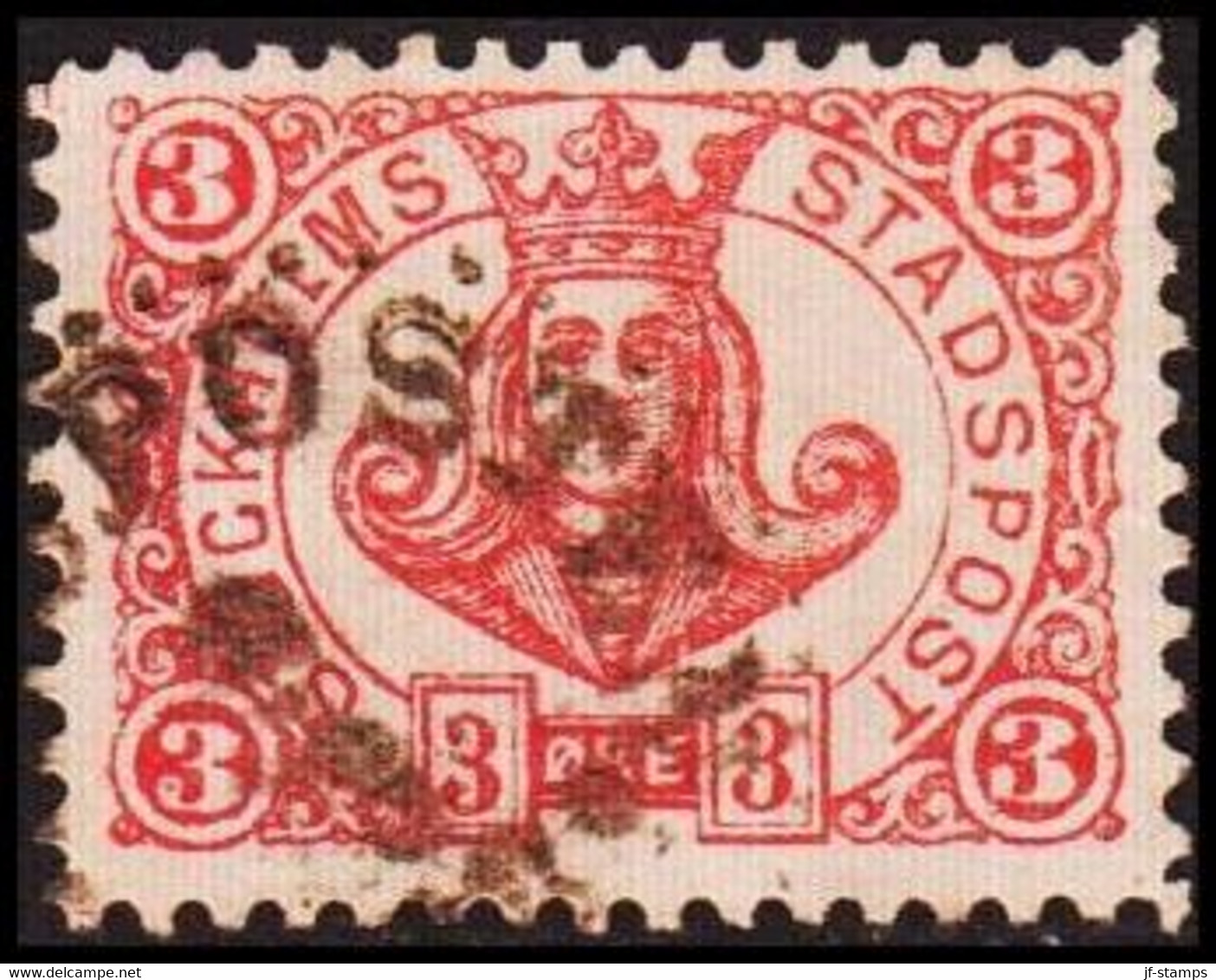 1887. SVERIGE.  STOCKHOLMS STADSPOST. 3 ØRE. Danish Ø. () - JF411648 - Local Post Stamps