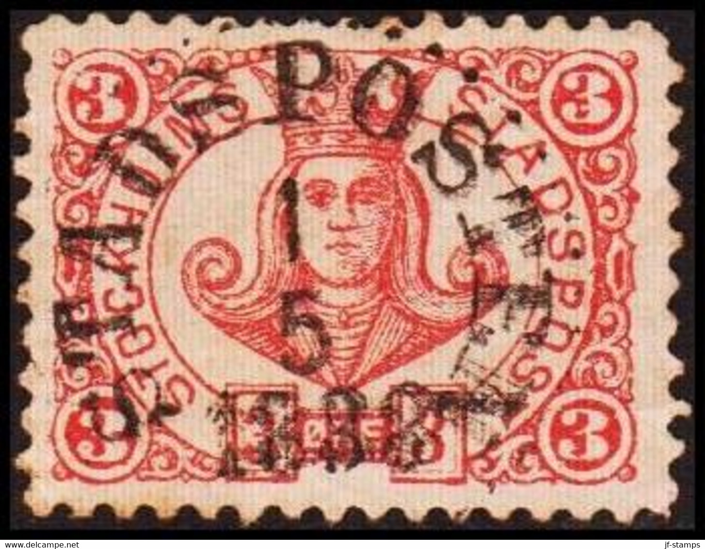 1887. SVERIGE.  STOCKHOLMS STADSPOST. 3 ØRE. Danish Ø. Fold. Luxus Cancel.  () - JF411653 - Local Post Stamps