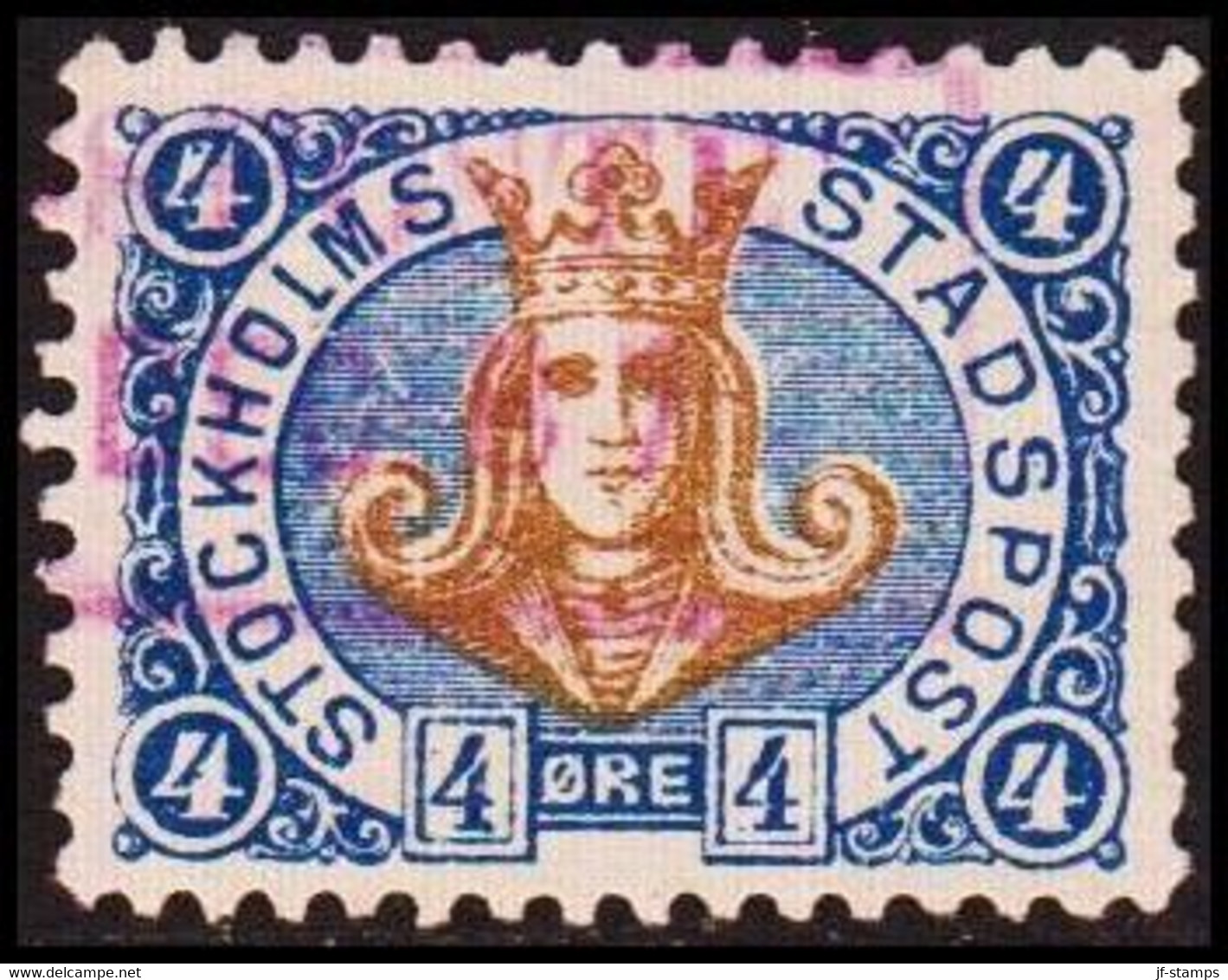 1887. SVERIGE.  STOCKHOLMS STADSPOST. 4 ØRE. Danish Ø.  () - JF411660 - Local Post Stamps