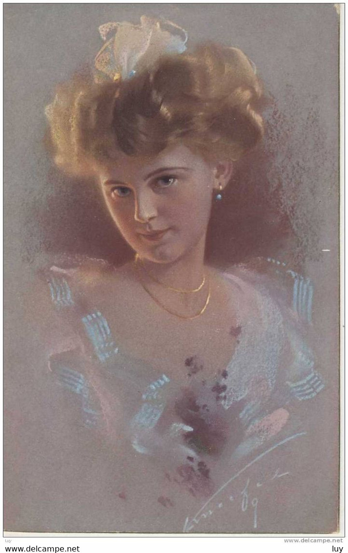 Illustrateur KNOEFEL 1912  Junge Elegante Frau Jeune Femme élégante Avec L'anneau D'oreille Et La Chaîne - Knoefel, Ludwig