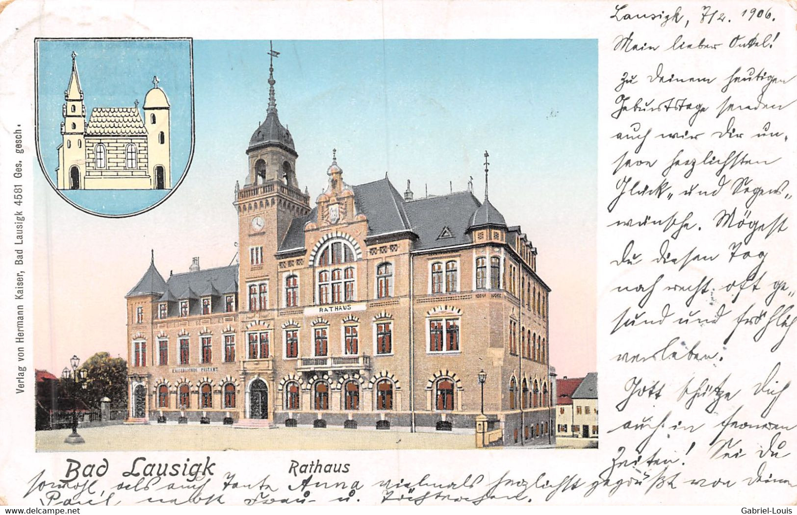 Bad Lausigk Rathaus  Wappen Der Stadt -  Silber- Und Goldfenster Mit Reflexionen - 1906 - Bad Lausick