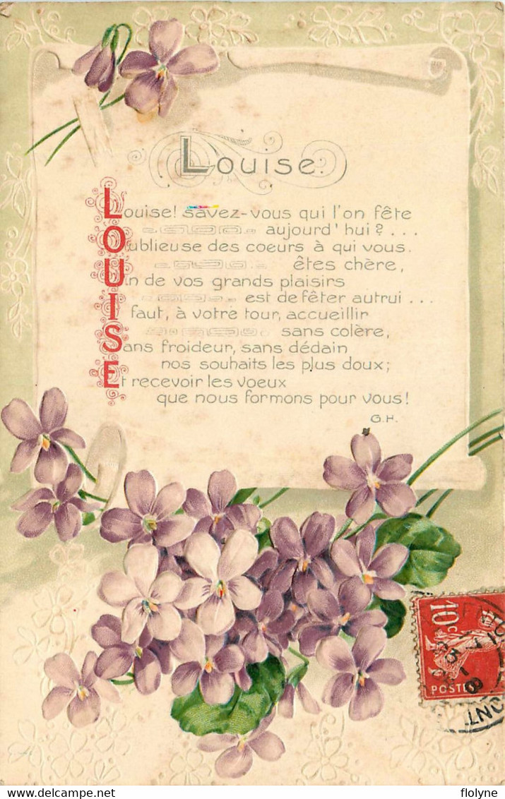 LOUISE Louise * Prénom Name * Alphabet Lettre L * Cpa Gaufrée Embossed - Fleurs - Prénoms