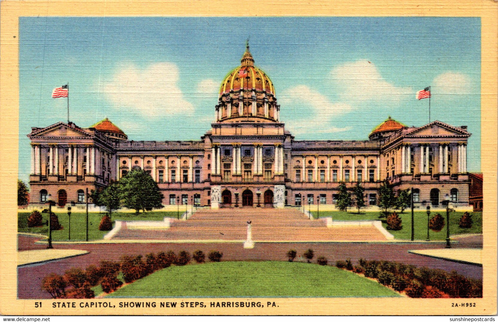 Pennsylvania Harrisburg State Capitol Showing New Steps Curteich - Harrisburg