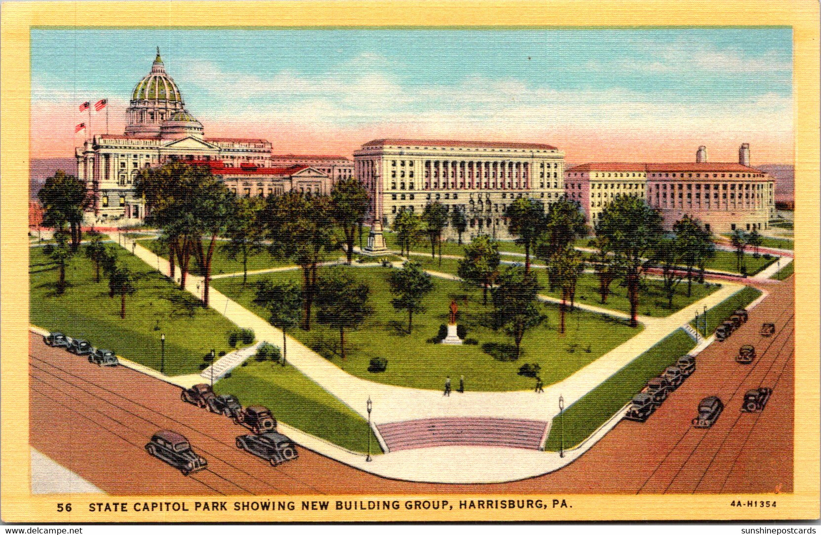 Pennsylvania Harrisburg State Capitol Park Showing New Building Group Curteich - Harrisburg