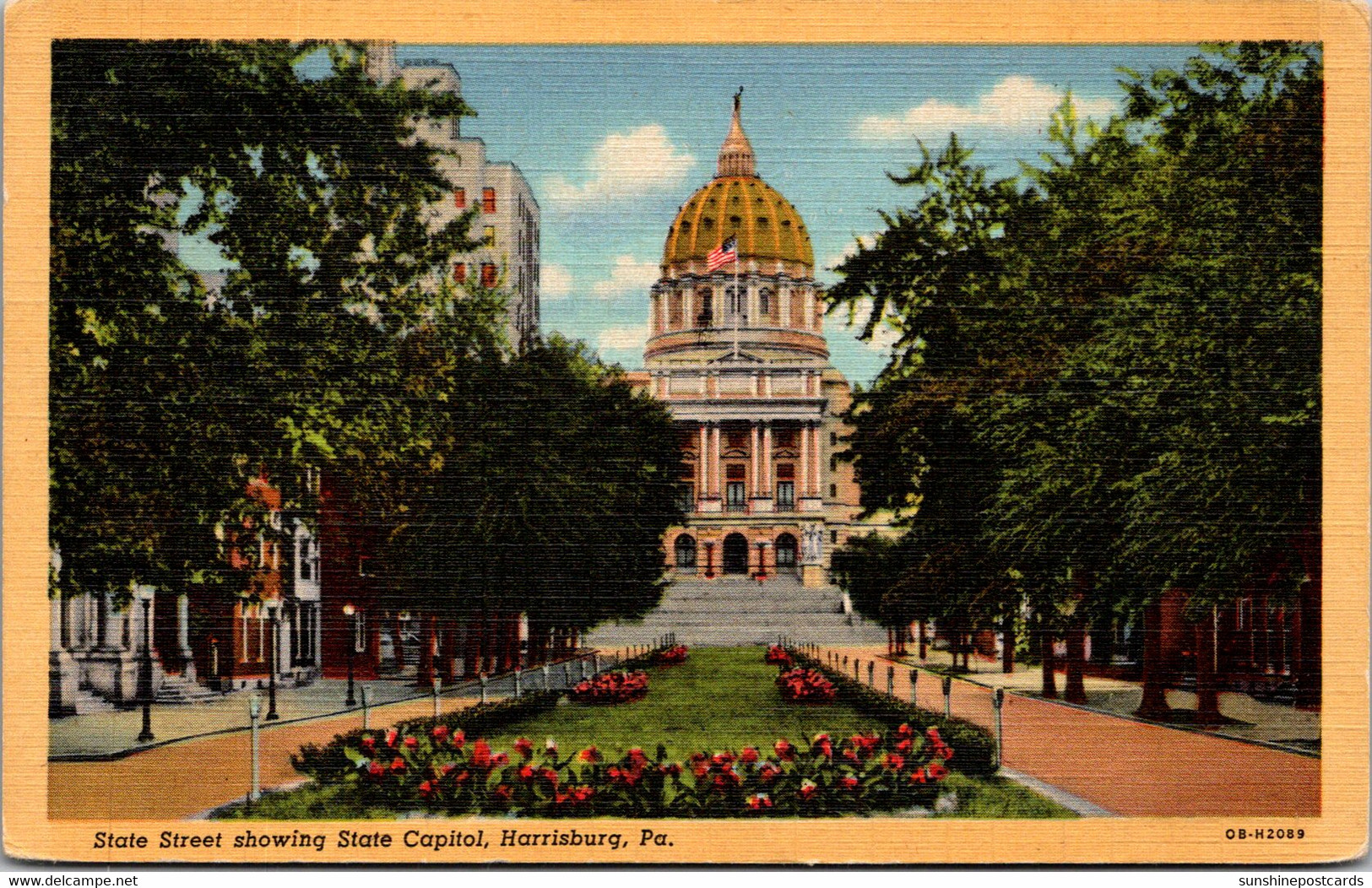 Pennsylvania Harrisburg State Street Showing State Capitol Curteich - Harrisburg