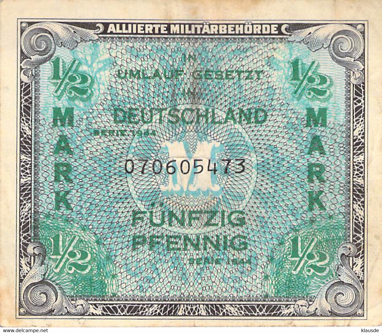 Allierte Militärbehörde 1/2 Mark Deutschland (VG/G (IV) - 1/2 Mark