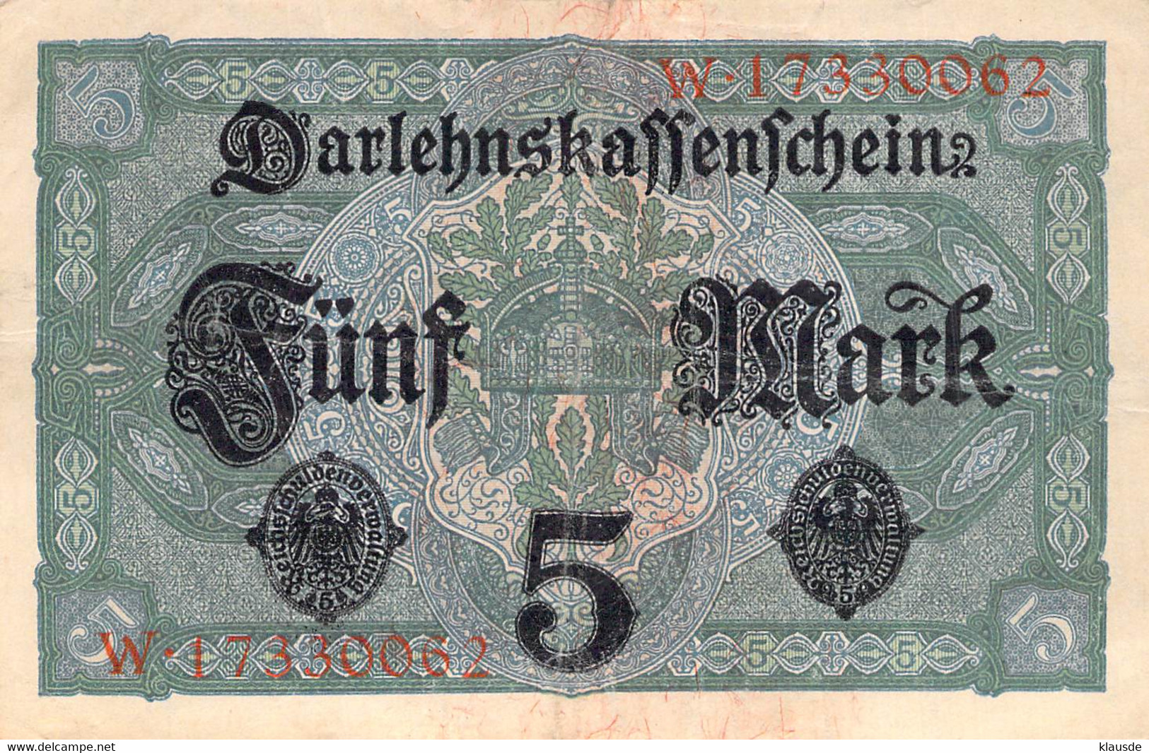 5 Mark Reichsbanknote AU/EF (II) Darlehenskassenschein - 5 Mark