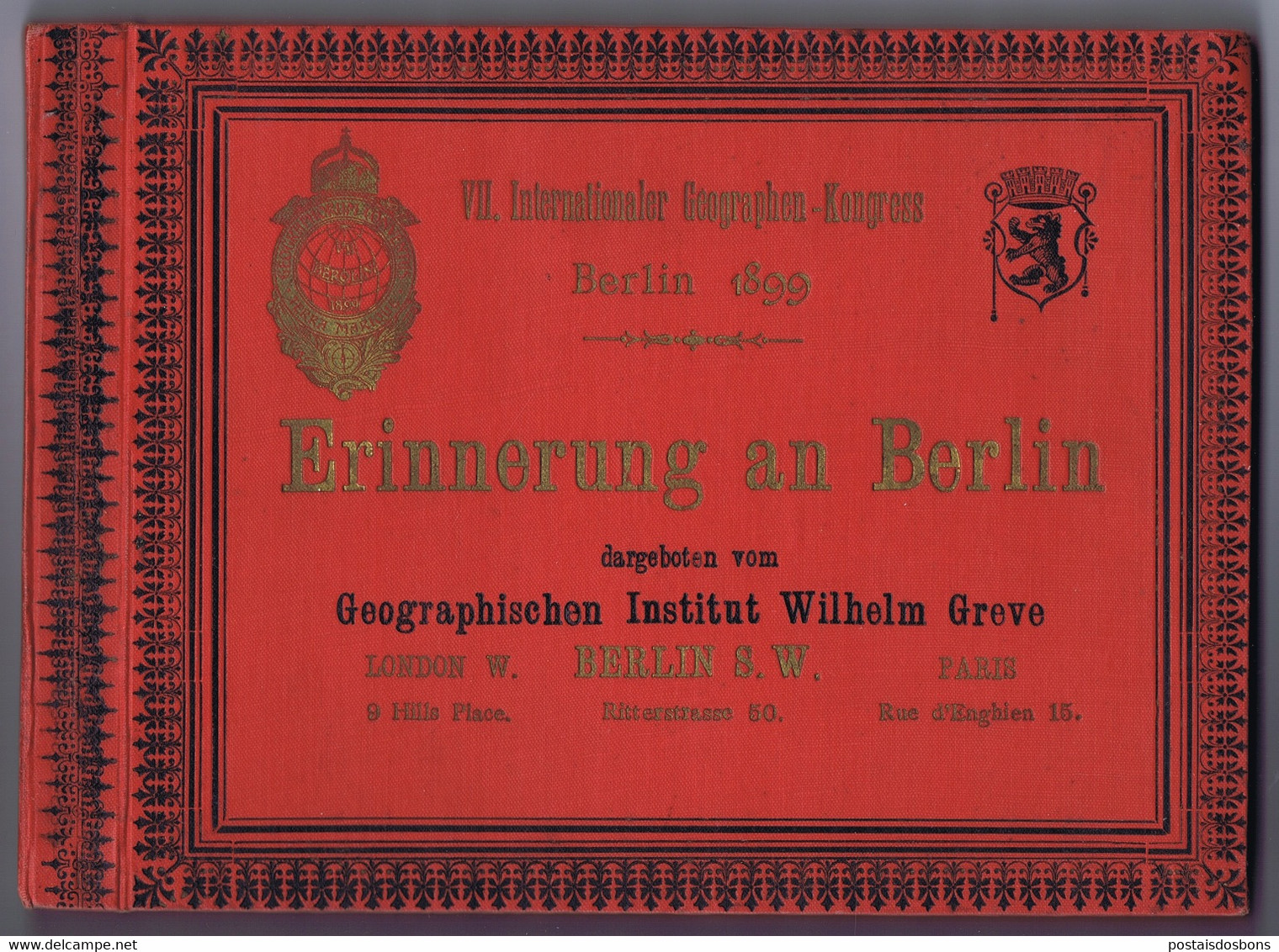 Cx18) Photobook Guide Souvenir 1899 BERLIN ERINNERUNG AN BERLIN DARGEBOTEN VOM GEOGRAPHISCHEN INSTITUT WHILELM GREVE - Berlin & Potsdam