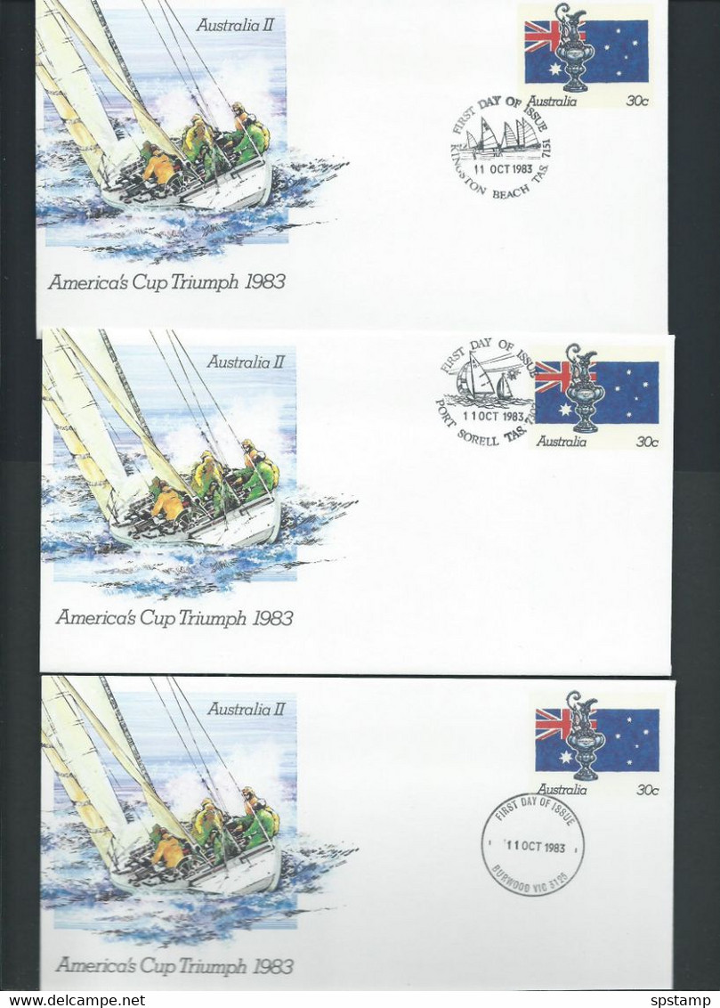 Australia 1983 30c America's Cup PSE X 8 , 7 Are FDI Cancels , Many Special Postmarks - Other & Unclassified