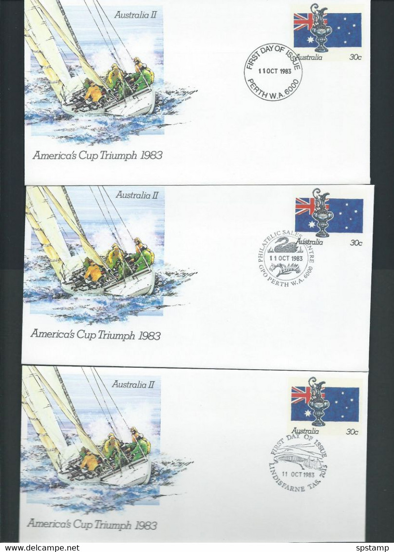 Australia 1983 30c America's Cup PSE X 8 , 7 Are FDI Cancels , Many Special Postmarks - Altri & Non Classificati