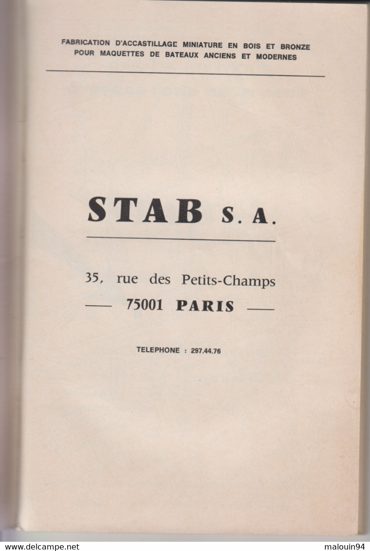 CATALOGUE STAB PARIS - Maquettes De Bateaux - Année 1985 Environ - Francia