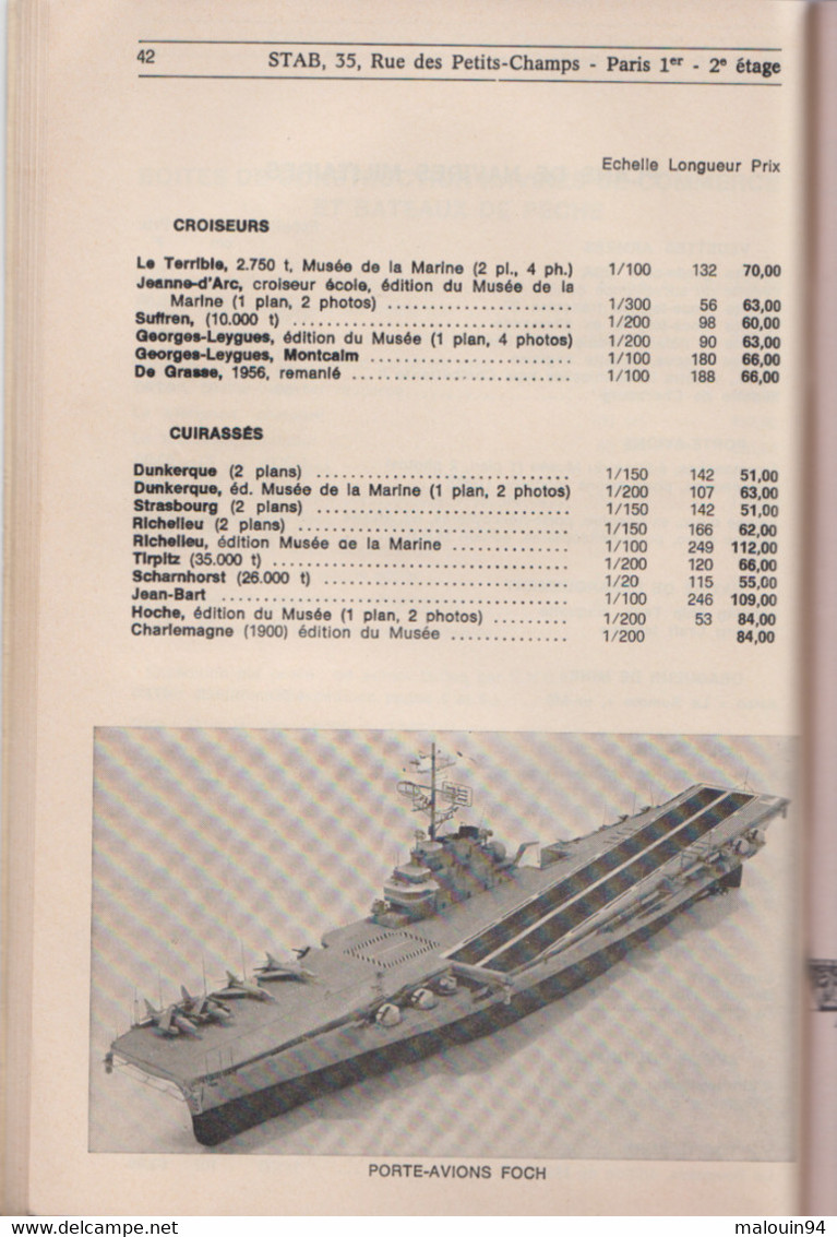 CATALOGUE STAB PARIS - Maquettes De Bateaux - Année 1985 Environ - France