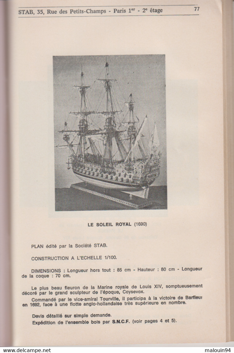 CATALOGUE STAB PARIS - Maquettes de bateaux - année 1985 environ