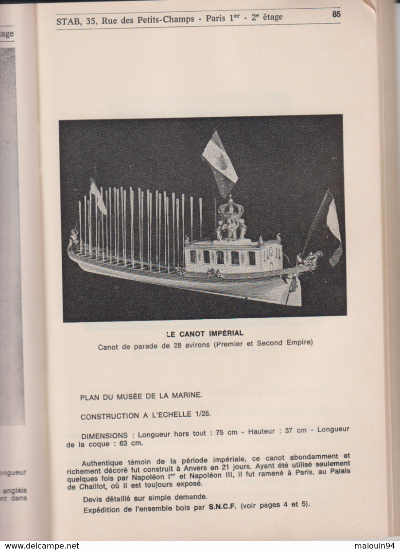 CATALOGUE STAB PARIS - Maquettes de bateaux - année 1985 environ