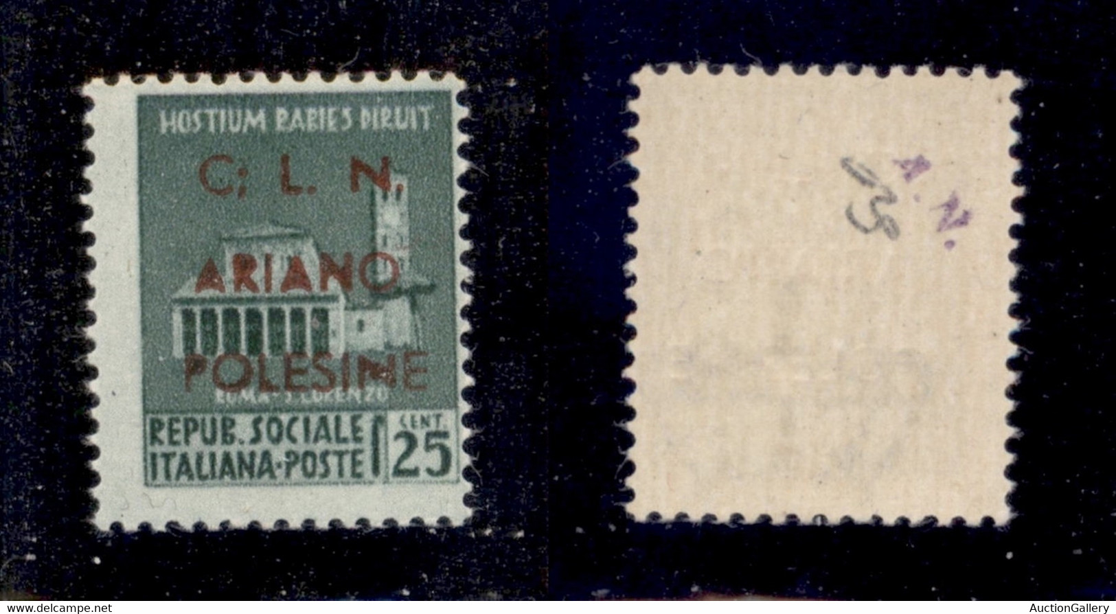 1945 - 25 Cent (Errani 32Al) Con : Dopo C - Gomma Integra - Raro - Cert. AG - Other & Unclassified