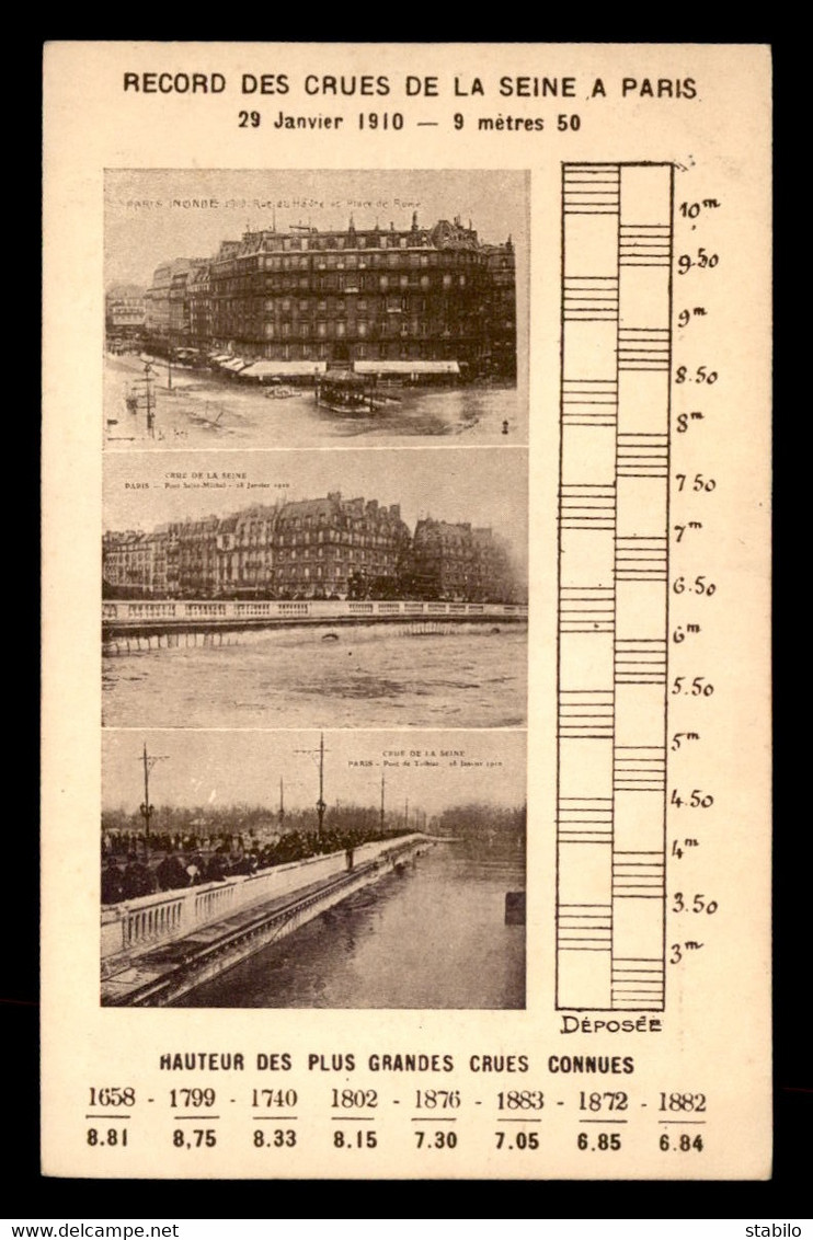 75 - PARIS -  INONDATIONS DE 1910 - RECORDS DES CRUES DE LA SEINE - Überschwemmung 1910