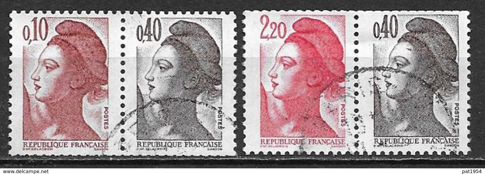 France 1985 Paires Oblitérées Issues De Carnet N°2179a Et 2376b  Cote 4,00 Euros - Gebraucht