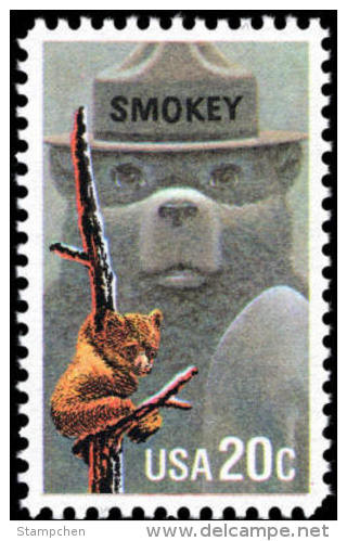 1984 USA Smokey Bear Stamp Sc#2096 Mascot Forest Fire Hat - Polucion