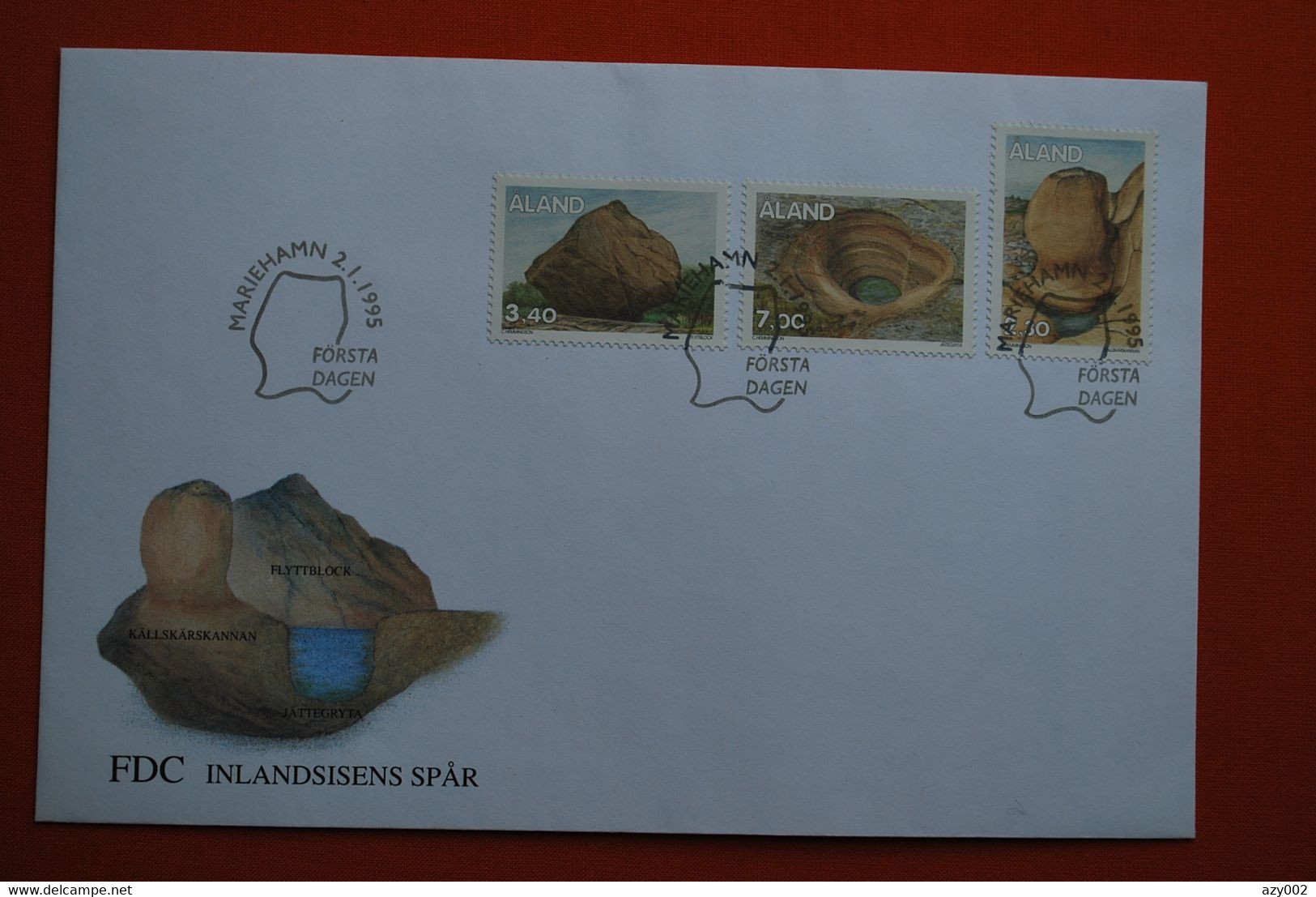 FINLANDE - ALAND - 3 Timbres Sur Lettre FDC Oblitérés MARIEHAMN Du 02/01/1995 - 1er Jour / Forsta Dagen - Covers & Documents