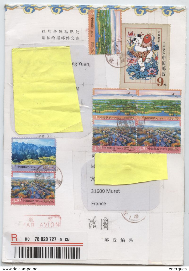 Chine, Par Avion, R, 2020,départ Tianjin, à Muret, 31, France, Dim. 16 X 23, Entier China Post - Airmail