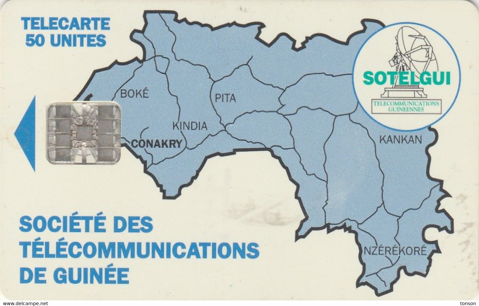 Guinea, GN-SOT-0004D, Map Of Guinea, 2 Scans.    Red CN At Bottom Right: C5Axxxxxx.   With Moreno Logo - Guinée