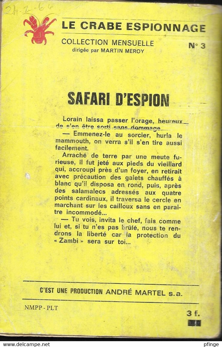 Safari D'espion Par Paul Dey - Le Crabe Espionnage N°3 - Otros & Sin Clasificación