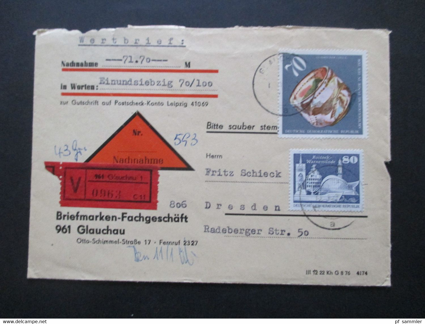 DDR 1960 / 70er Jahre insgesamt 14 Belege / Nachnahme / Einschreiben! Schöne Frankaturen / auch Einheiten!