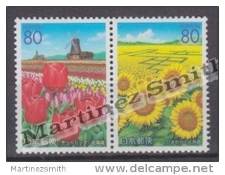 Japan - Japon 2002 Yvert 3206-07, Flowers, Hokkaido Prefecture - MNH - Unused Stamps