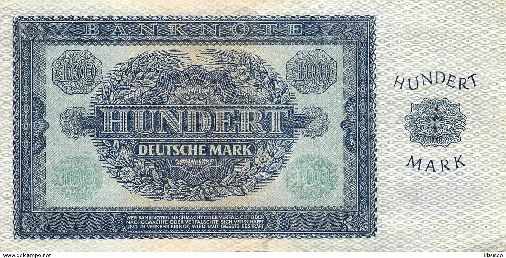 100 DM Deutsche Notenbank 1948 DDR VG/G (IV) - 100 Deutsche Mark