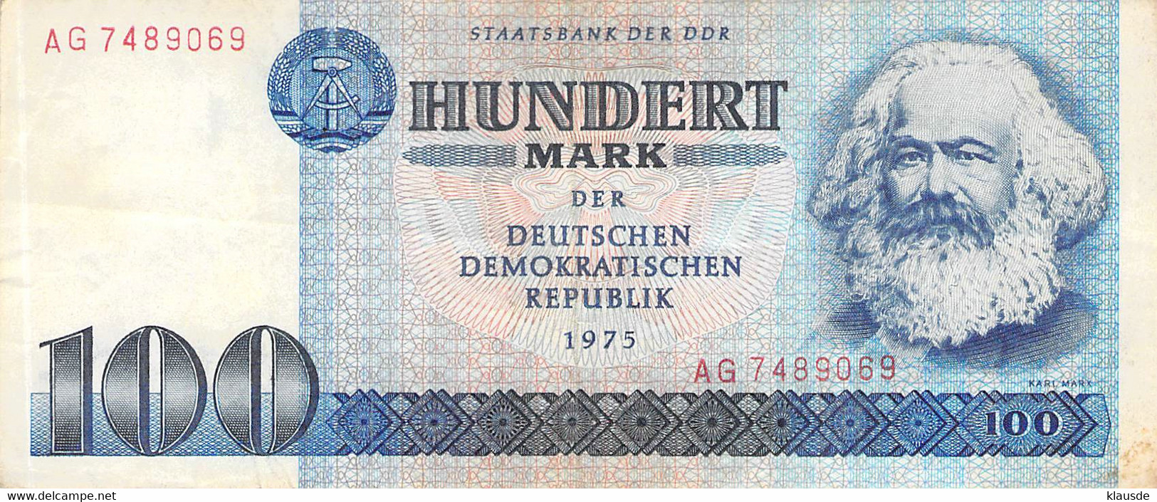 100 Mark Staatsbank Der DDR 1975 VF/F (III) - 100 Mark