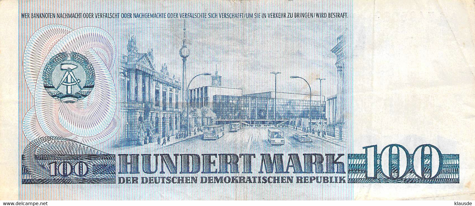 100 Mark Staatsbank Der DDR 1975 VF/F (III) - 100 Mark