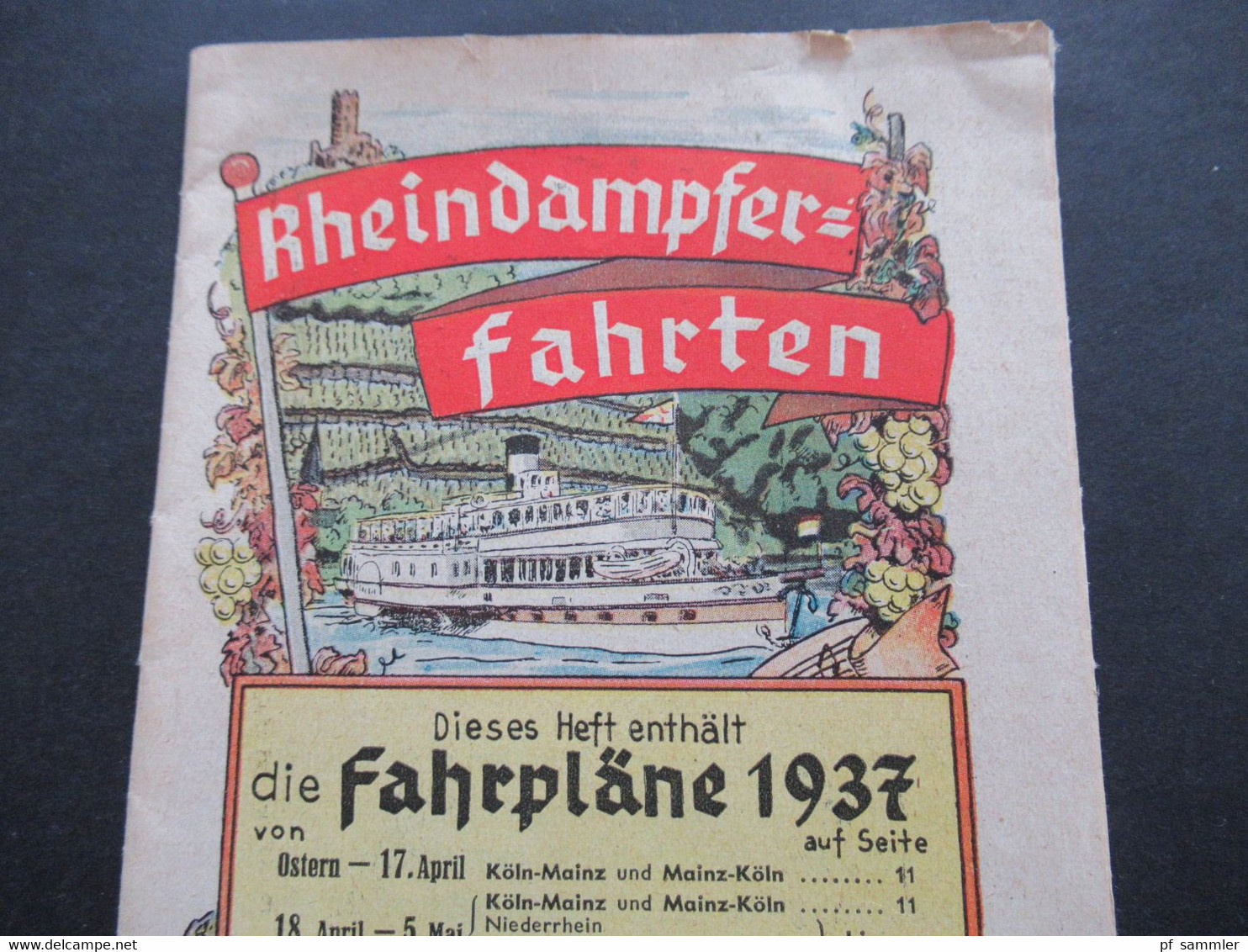 Deutsches Reich 1937 Rheindampfer Fahrten Fahrpläne 1937 Der Köln - Düsseldorfer Rheindampfschiffahrt Farbig Illustriert - Europe