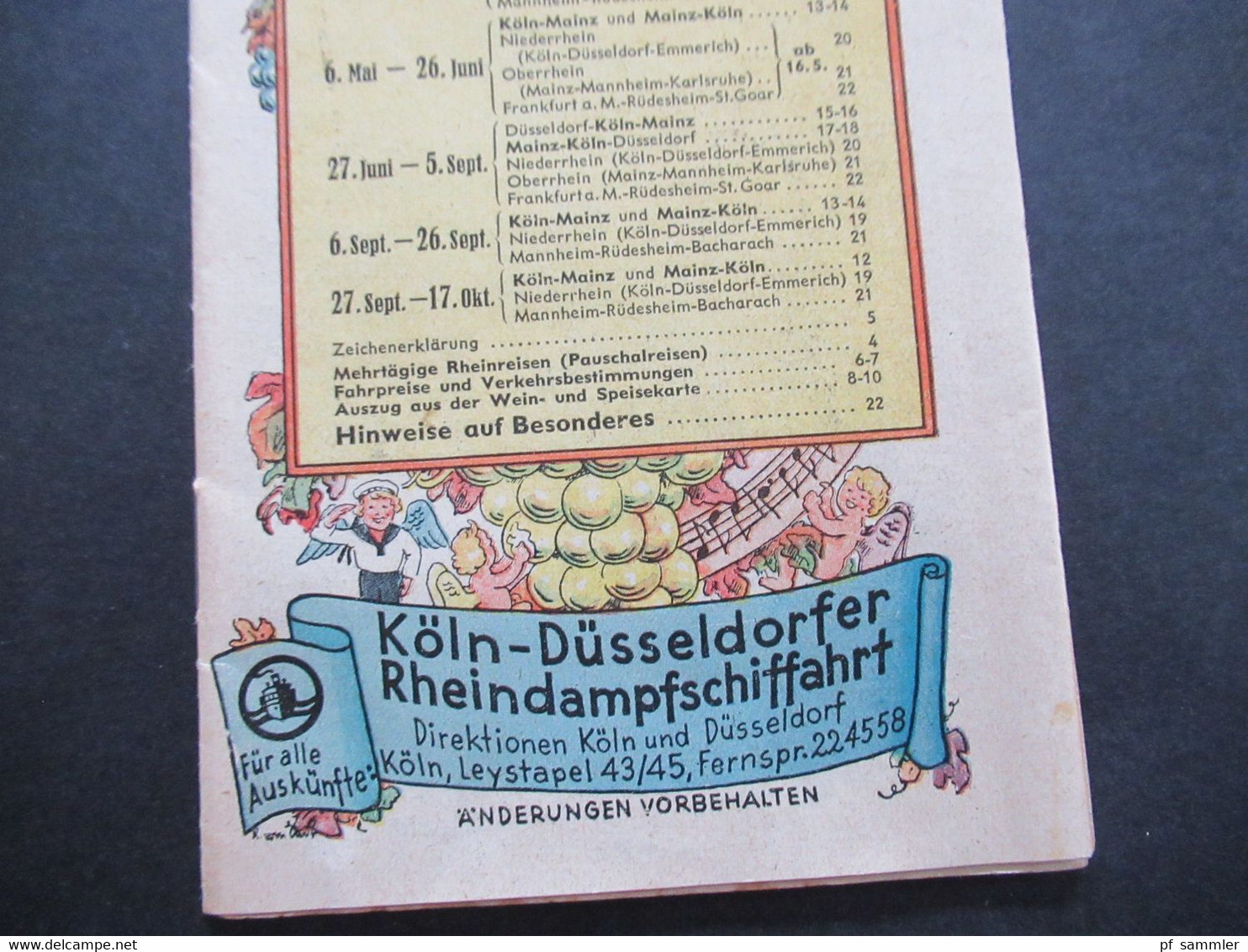 Deutsches Reich 1937 Rheindampfer Fahrten Fahrpläne 1937 Der Köln - Düsseldorfer Rheindampfschiffahrt Farbig Illustriert - Europa