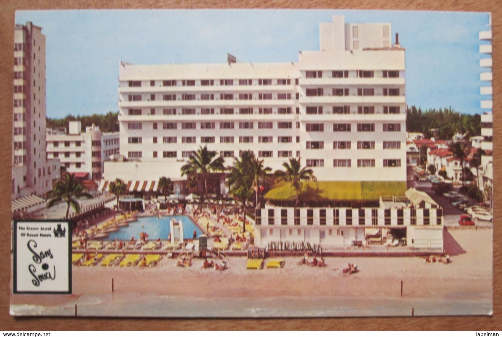 SANS SOUER HOTEL MOTEL INN MIAMI BEACH FLORIDA RES CITY USA UNITED STATES CARD ANSICHTSKARTE CARTOLINA POSTCARD PC STAMP - San Jose