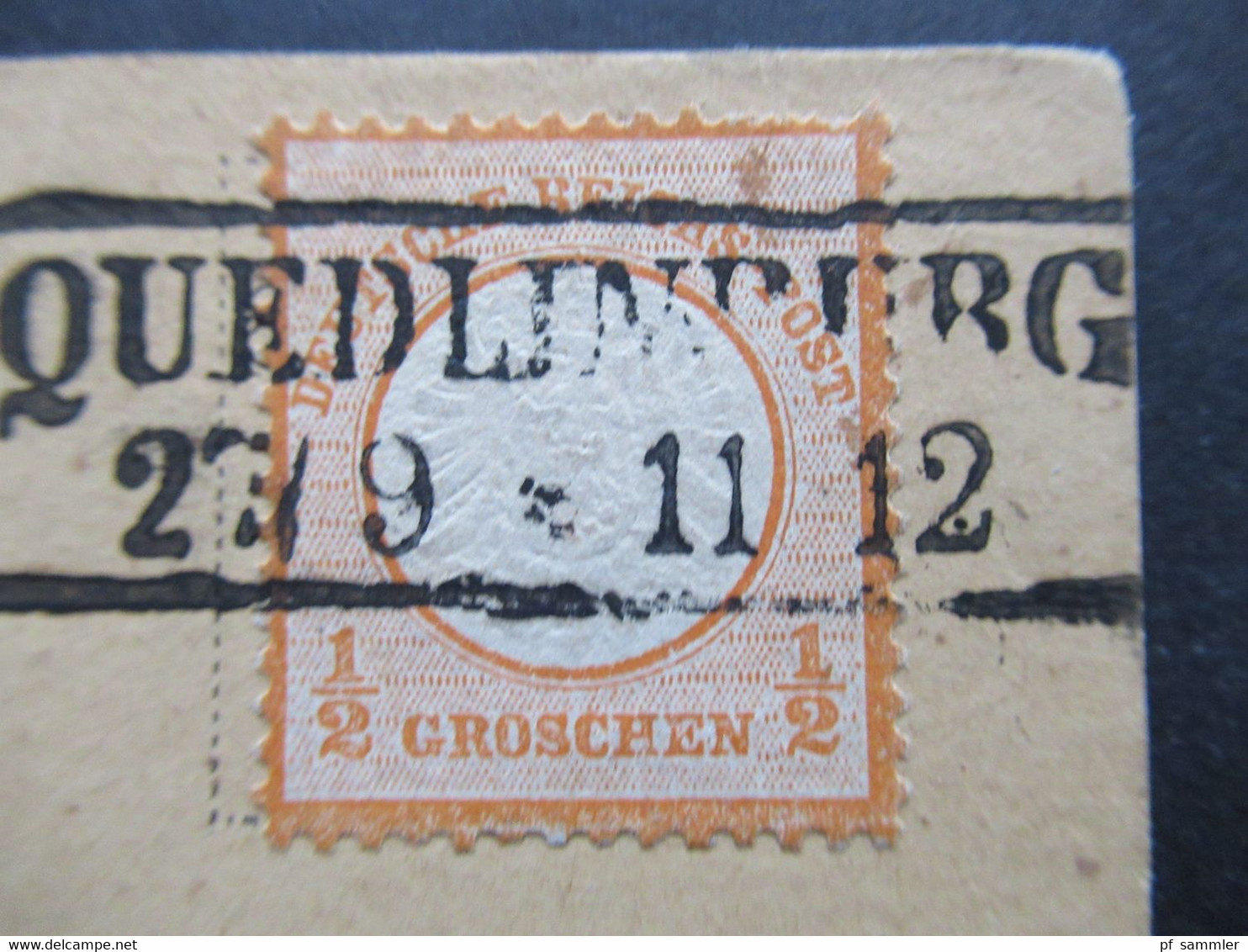 1872 Großer Brustschild Nr. 18 EF Auf Postkarte Der Deutschen Reichspost Nachverwendeter Ra2 Quedlinburg - Brieven En Documenten