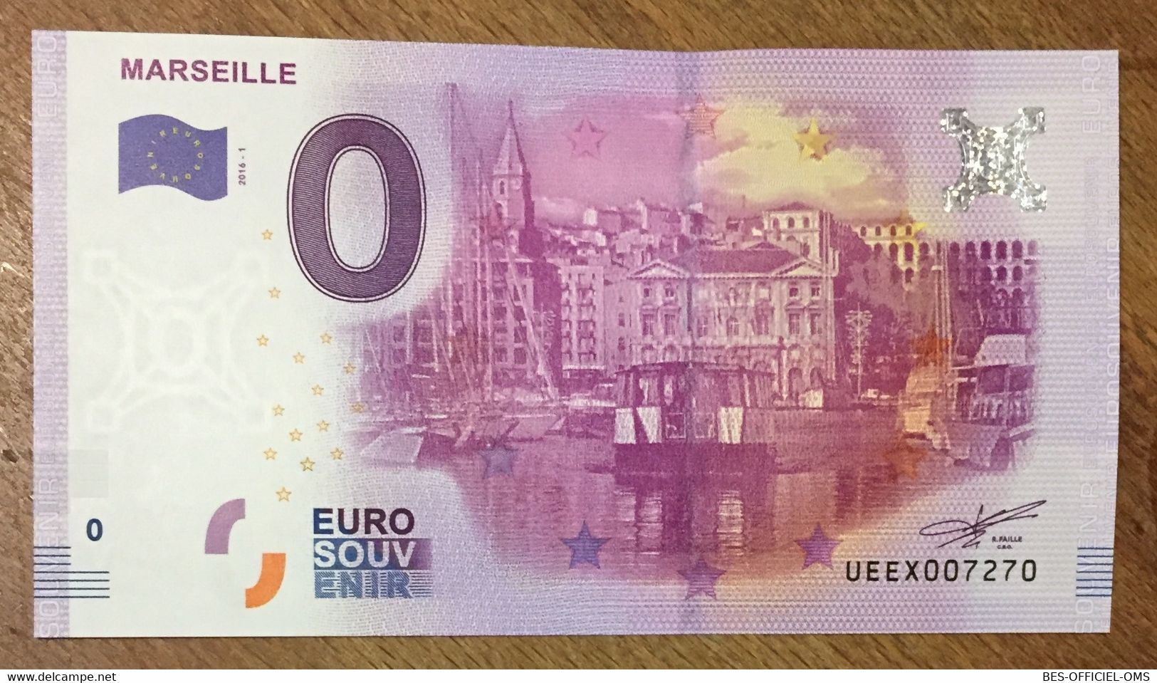 2016 BILLET 0 EURO SOUVENIR DPT 13 MARSEILLE ZERO 0 EURO SCHEIN BANKNOTE PAPER MONEY BANK FERRY BOAT - Essais Privés / Non-officiels