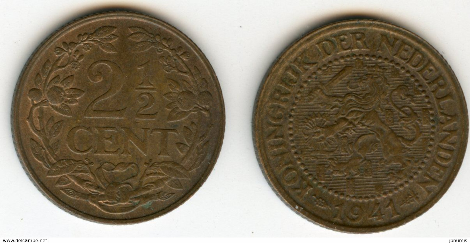 Pays-Bas Netherland 2 1/2 Cents 1941 KM 150 - 2.5 Centavos