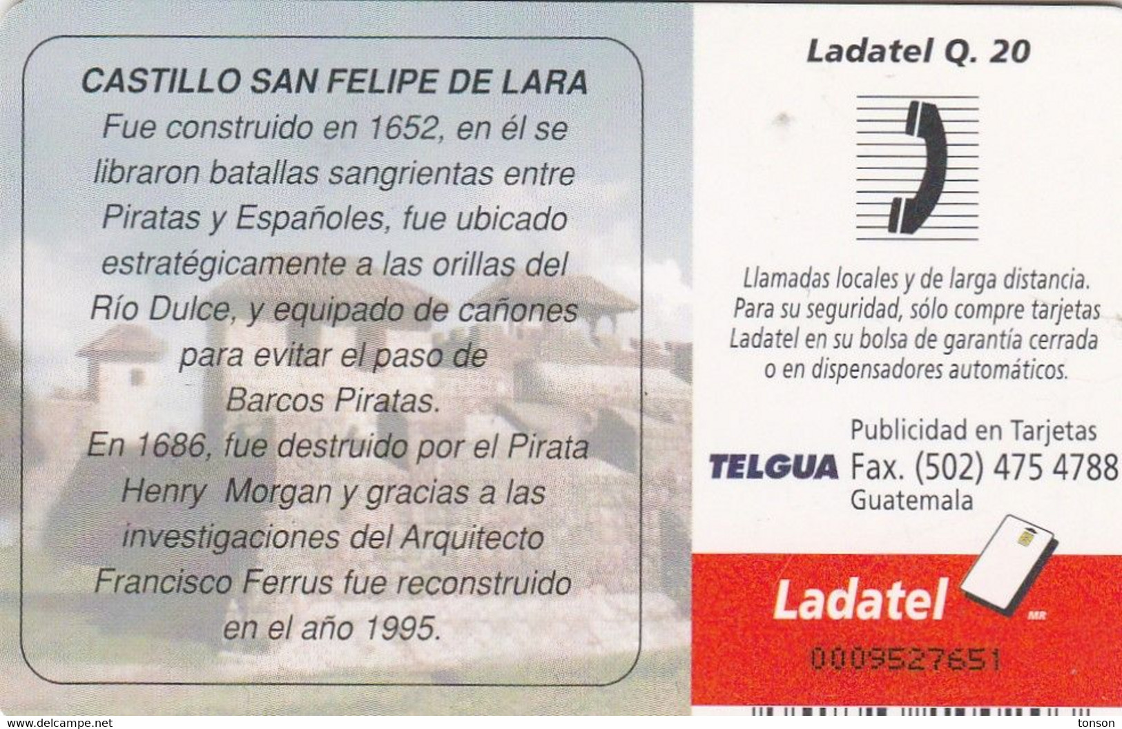 Guatemala, GT-TLG-0054A, 20 Quetzales, Castle San Felipe De Lara, 2 Scans.   GEM5 (Red) - Guatemala