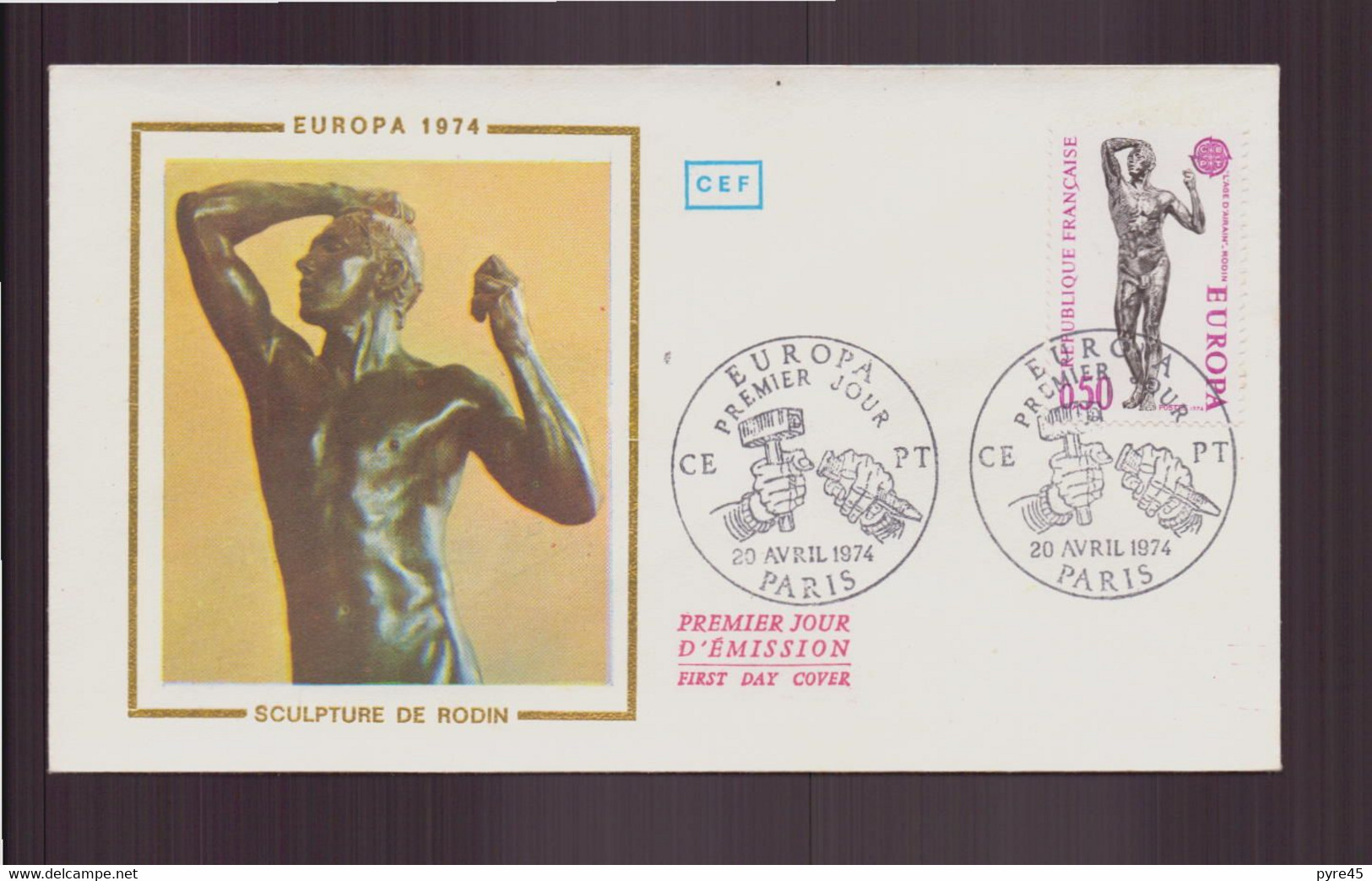 France, FDC Enveloppe Du 20 Avril 1974 à Paris " Europa , Sculpture De Rodin " - 1970-1979