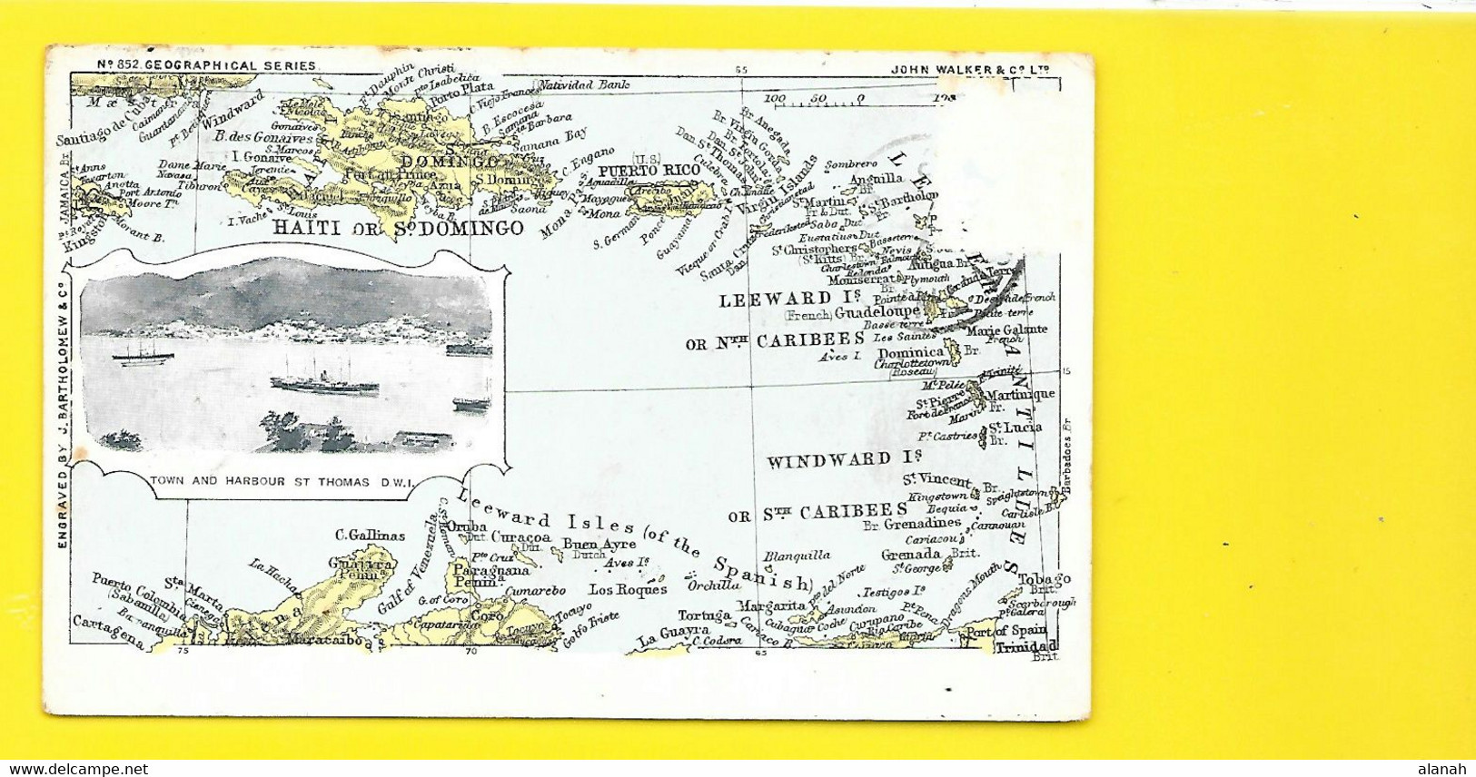 St THOMAS DWI Town & Harbour Map  Iles Vierges Virgin - Virgin Islands, US
