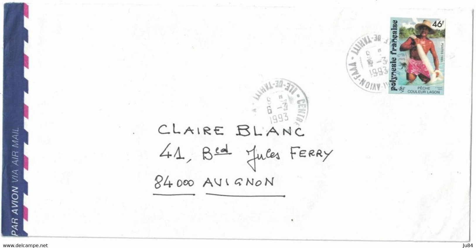 Polynésie Française - Ile De Tahiti - Centre Avion FAA - 6 Mars 1993 - Lettre Pour La France - Used Stamps