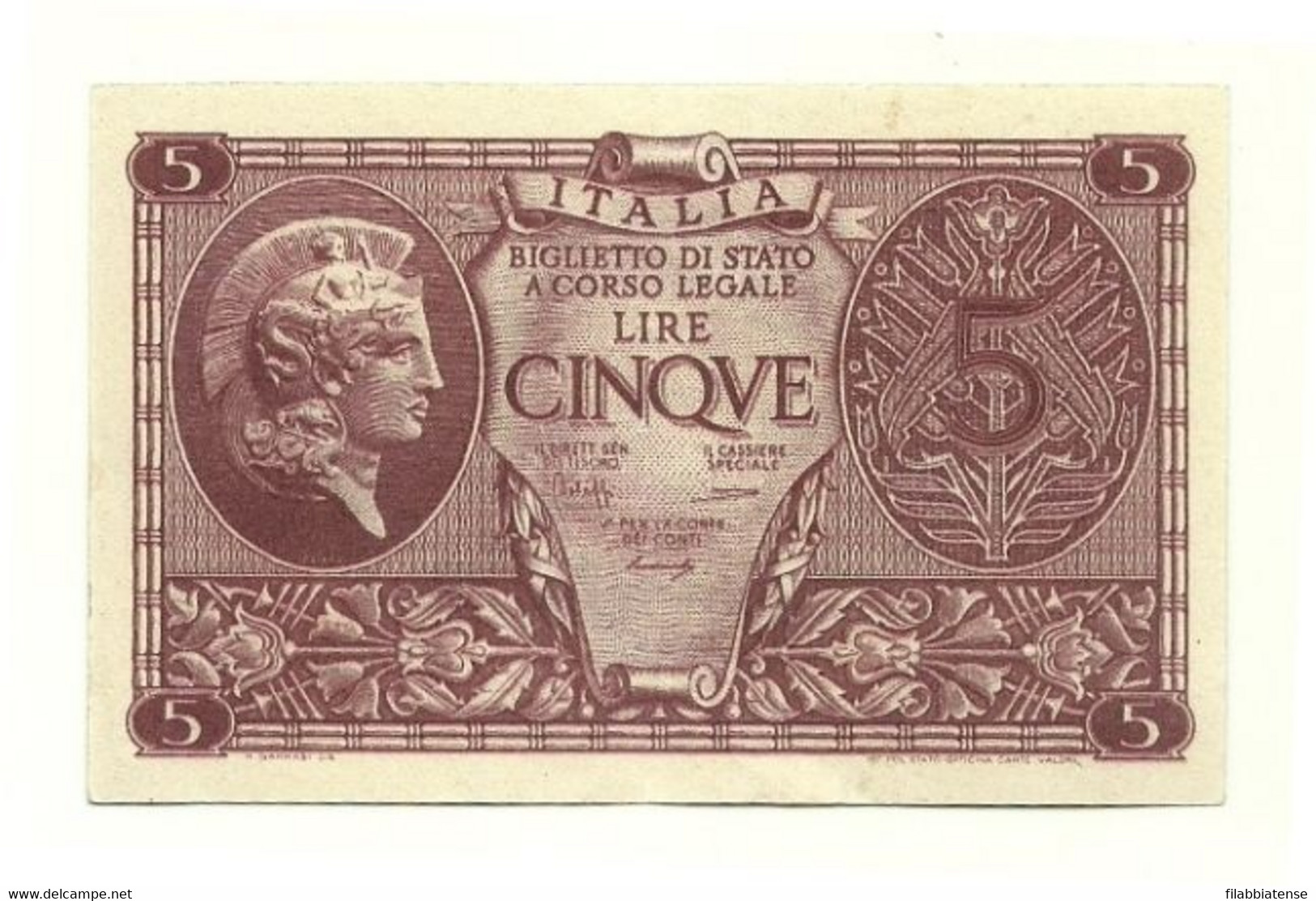 Italia - 5 Lire 1944     ---- - Italia – 5 Lire