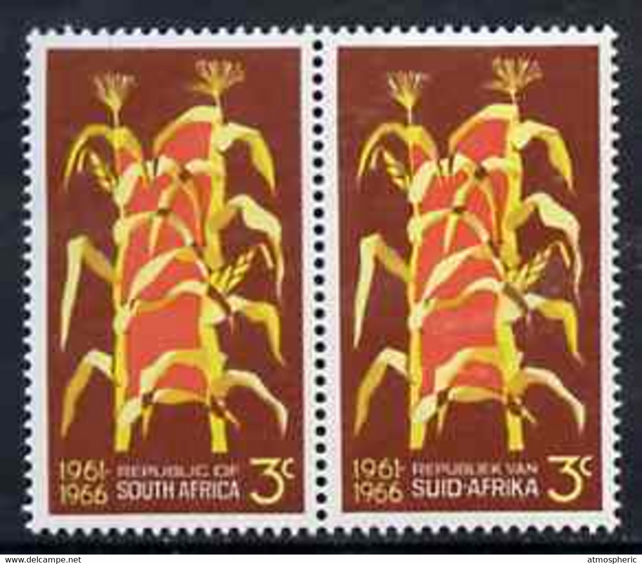 South Africa 1966 Maize Plants 3c Se-tenant Pair (from 5th Anniversary Set) U/M, SG 264 - Nuevos