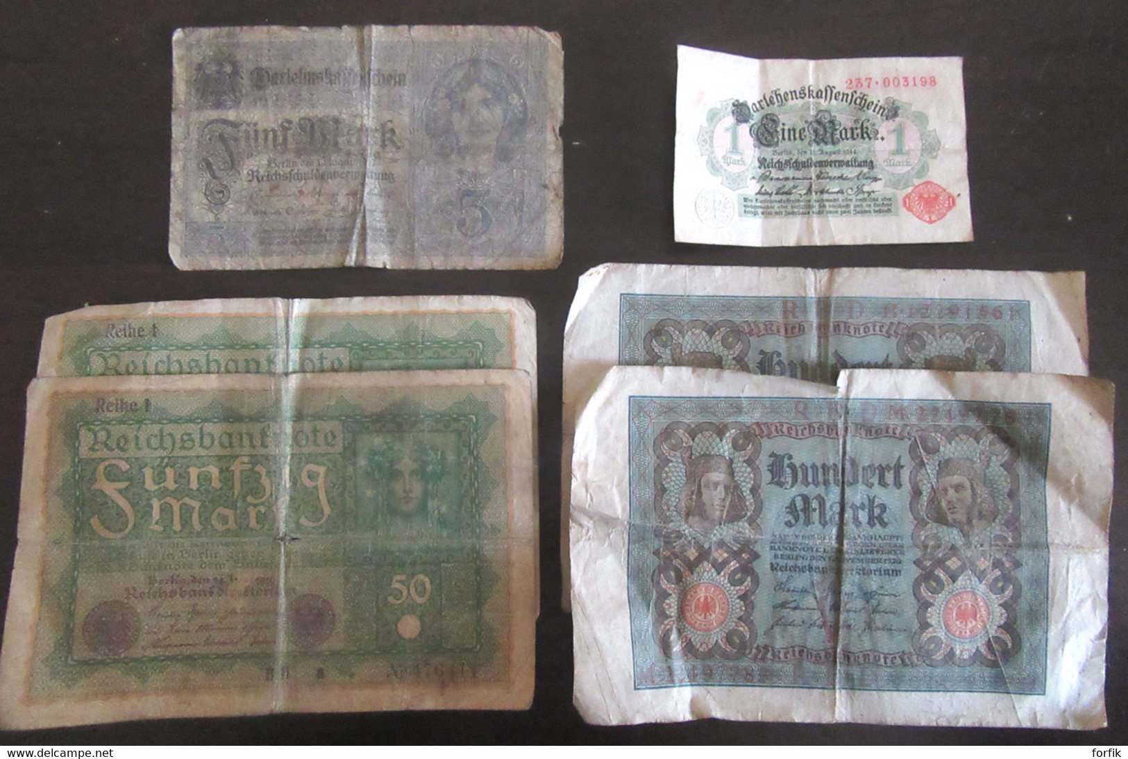 Allemagne - 6 Billets Dont Ein Mark 1914 - Etats D'usage - Sammlungen