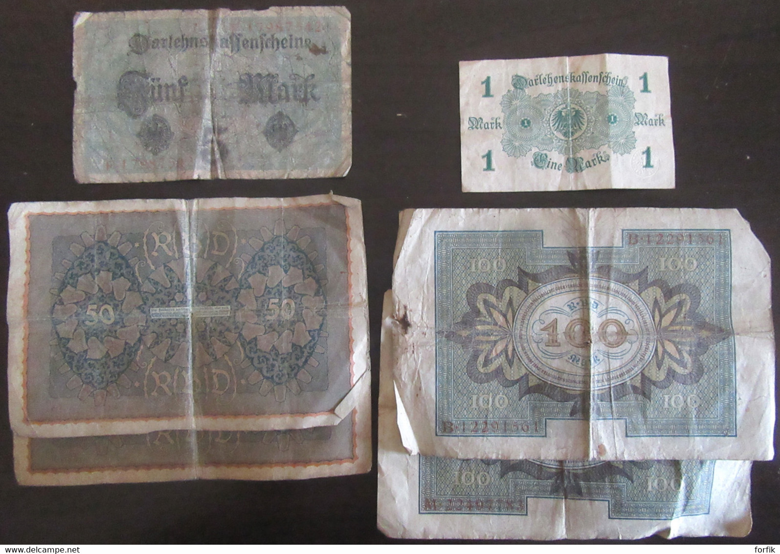 Allemagne - 6 Billets Dont Ein Mark 1914 - Etats D'usage - Collections