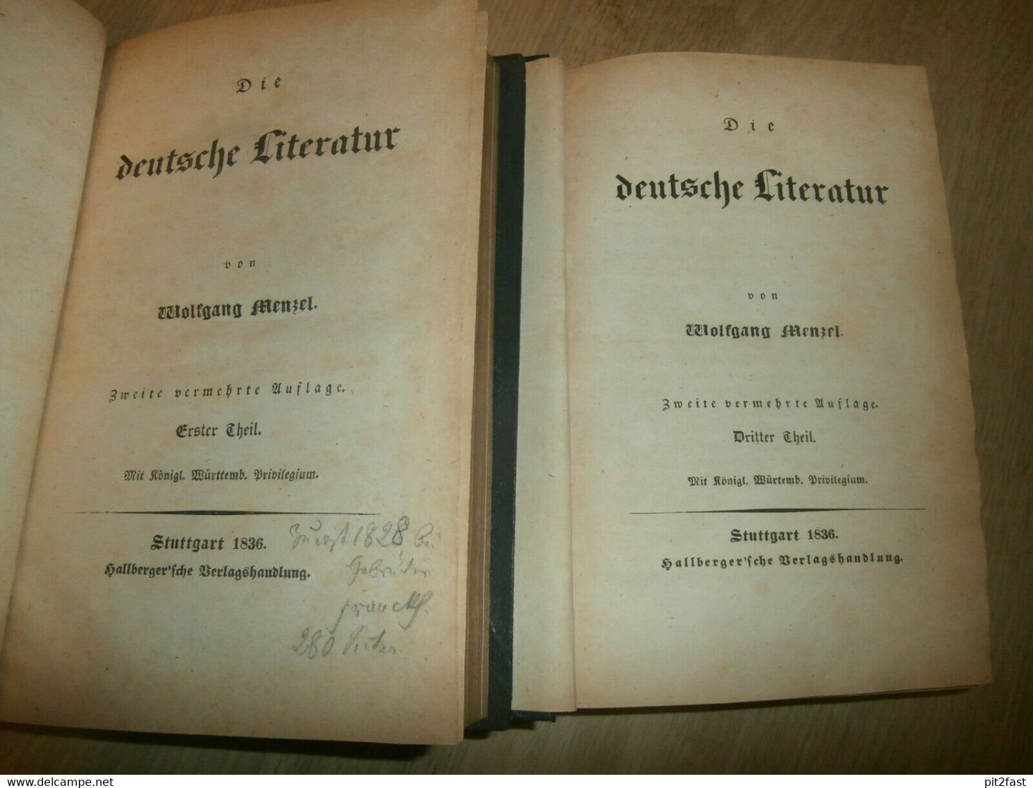 Deutsche Literatur , 1836 , Franz Weinkauff Sammlung , Mit Autograph , 2 Bände - Signierte Bücher