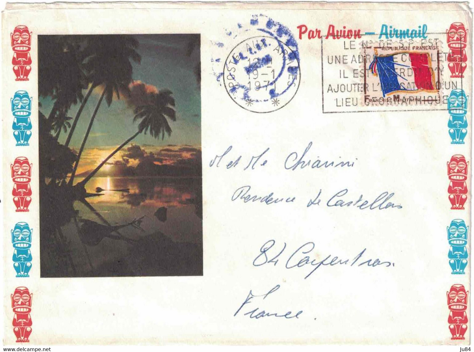 Tahiti - Poste Aux Armées - Lettre Avion Pour La France - 19 Janvier 1971 - Tahiti