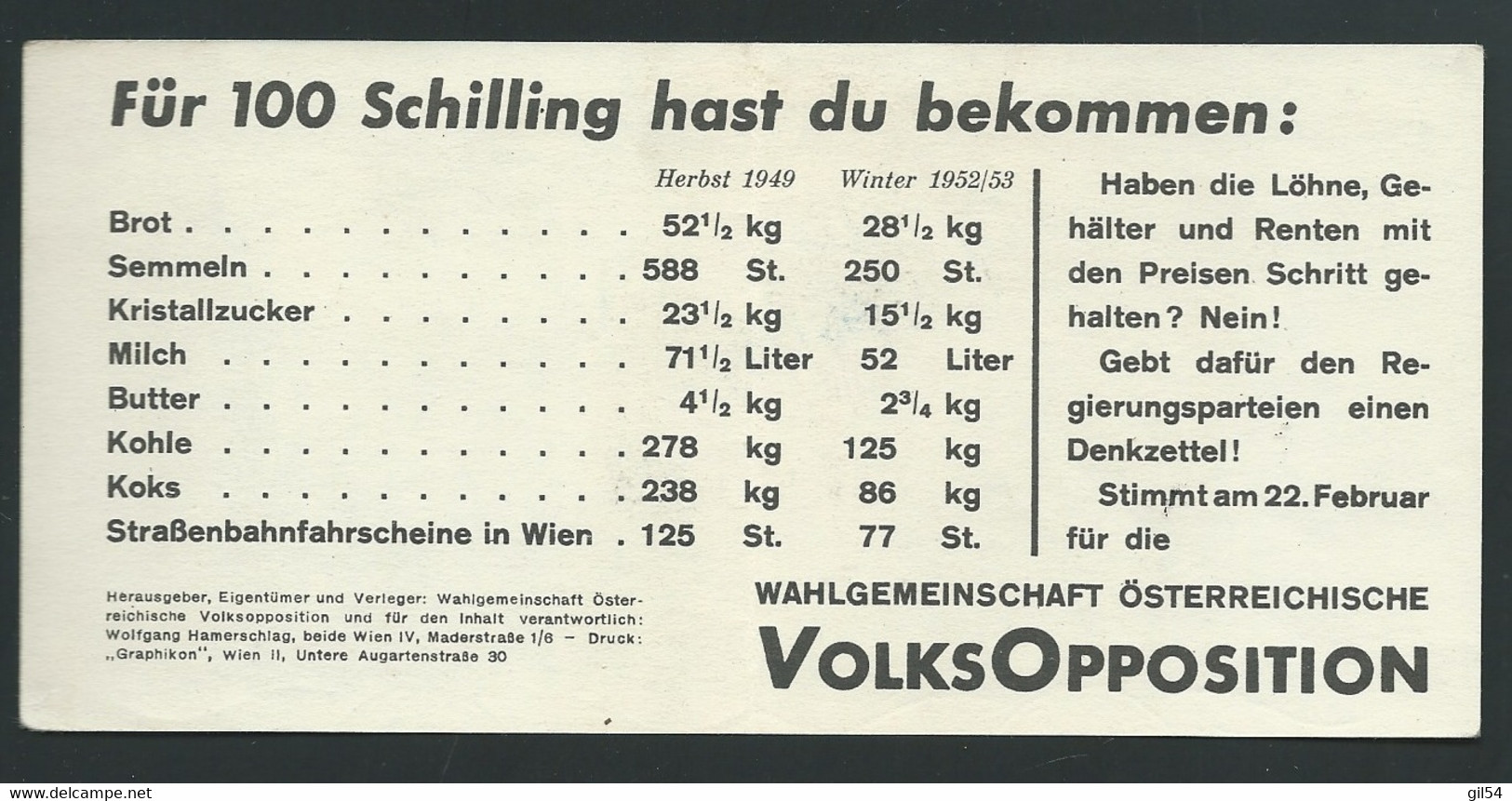 Billet Factice Autrichien De 100 Schilling Wahlgemeinschaft Osterreichische Volksopposition ( Contre L'inflation  Am 236 - Autriche