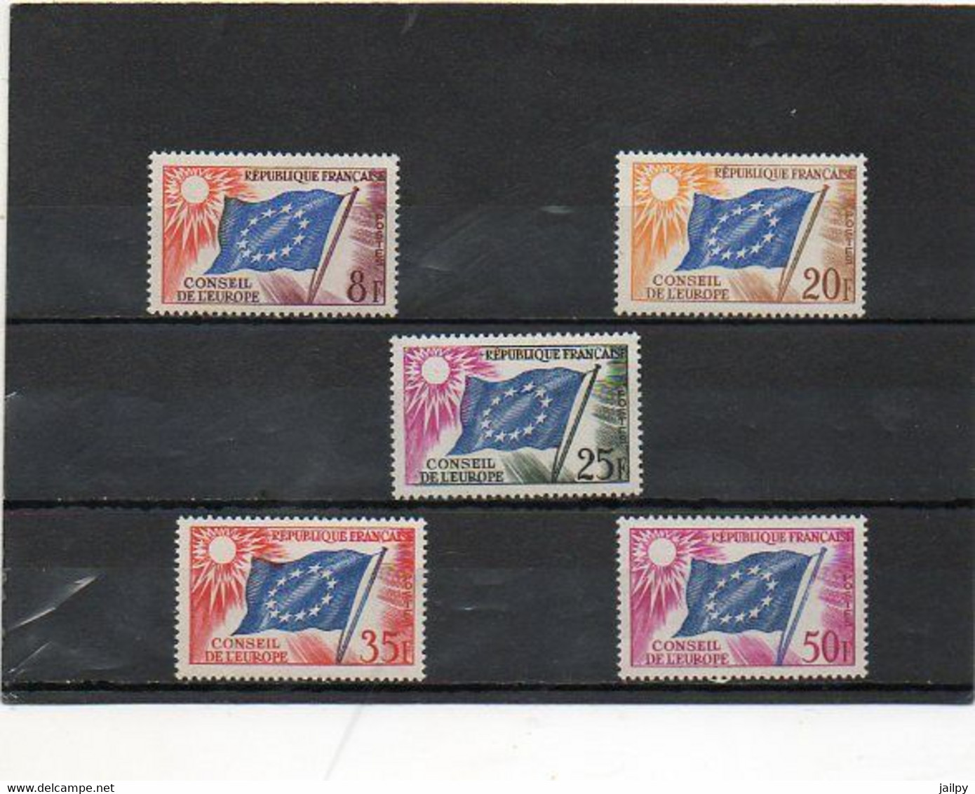 FRANCE  Série Complète 5 Timbres     1958-59   Y&T: 17 à21    Conseil De L'Europe  Neufs Sans Charnière  Gomme Tachée - Other & Unclassified